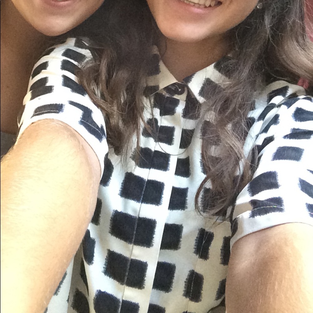 Topshop Printed Buttoned Blouse